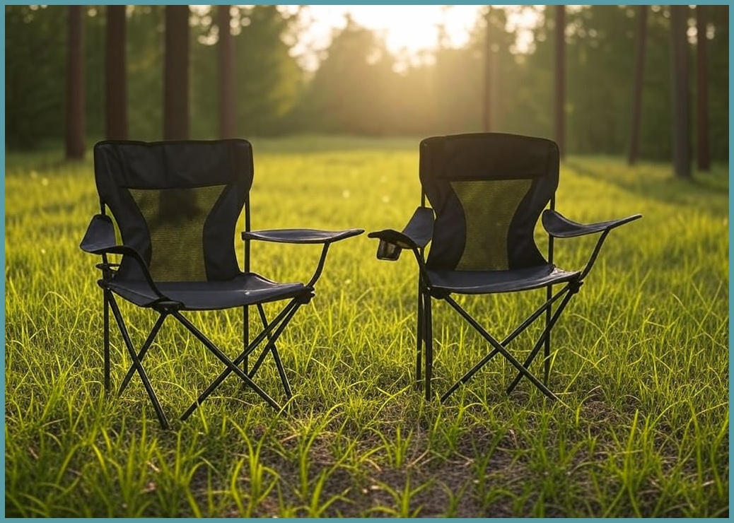 아오란 아웃도어 릴렉스 접이식 캠핑 의자, 2개, 블랙