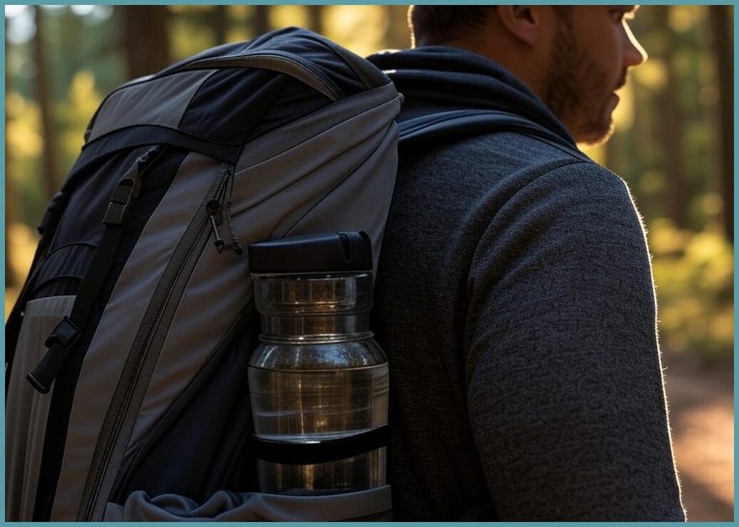 [한투스] 등산힙색 등산 물병 파우치 허리가방 허리쌕, 그레이 블랙